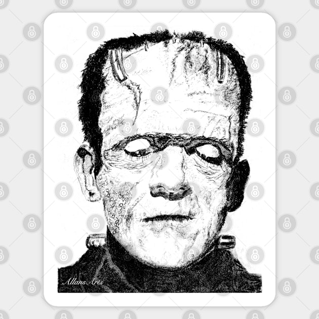 The Frankenstein monster (Boris Karloff) Sticker by AllansArts